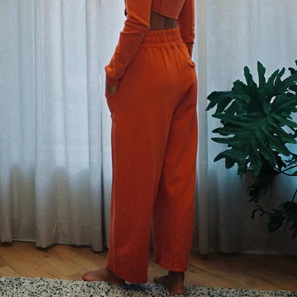 Out From Under Urban Outfitters Aubrey Wide Leg Pants Trouser Orange M - Picture 3 of 7